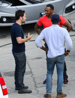 celebritiesofcolor:  Anthony Mackie and Paul Rudd on the set of ‘Captain America: Civil War’