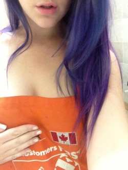 nakedgirlsatwork:  happyfour20:  As always, with “love&quot; from Canada. ;) You did right with the apron.  Naked girls @ work 😜