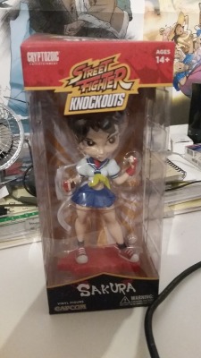 eyzmaster: Cool new addition to the collection - Street Fighter KnockOuts - Sakura!! Added her next to a few other similar ones for scale. She’s BIGGER than expected! Now, can they do my other favorite SF gals, please?? Ibuki, Makoto, Juri.. heck give