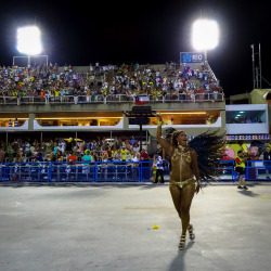 Topless woman at Brazilian carnival, via Babak Fakhamzadeh.