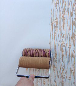 typette:  soo-spooky:  huynhtuananh:  NotWallpaper featuring Patterned Paint Rollers. Our patterned paint rollers help you create a beautiful stencil like design on walls, wood, furniture, fabric, paper, clay and more!  I’ve always wanted this  omg