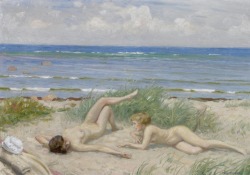Girls on the beach, Båstad, by Paul-Gustave Fischer. Via The Athenaeum.