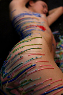 perpetualtease:  Wax play at its most colourful!   Hardly ever do this but I’d like to do it more!
