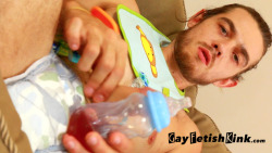 gayfetishkink:  Baby Brad wakes up from his little afternoon nap. He tells his daddies about the horse he rode by the park’s river. Baby Brad then throws a little hunger tantrum. His daddy gives him his baby bottle. He soon falls asleep and while his