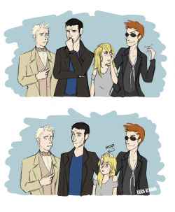 mylifeiscomics:  So I watched Good Omens.Then I did this. (I mean, with all those Easter Eggs it’s basically canon!) 