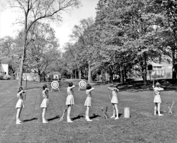 Archery practice, ca. 1940.