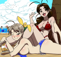 aeolus06: Love in the sun   Time to spend Summer with Love Hina’s best girls!  my fave ladies~ &lt; |D’‘‘‘‘