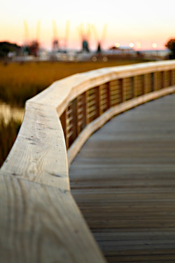 hueandeyephotography:  Boardwalk railing at dusk, Shem Creek, Mt. Pleasant, SC © Doug Hickok  All Rights Reserved hue and eye   the peacock’s hiccup