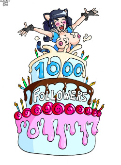 A bit late, but here’s a little something to celebrate me reaching 1000 followers! Thank you all for helping me reach this point. I honestly never thought I’d get this far both with my art or my hentai. Hopefully I reach this milestone on my main