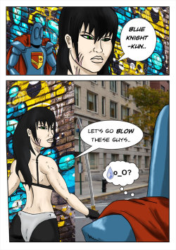 Kate Five vs Symbiote comic Page 193 by cyberkitten01   Demolition Man reference thereThe anime sweatdrop is by AngelBless Blue Knight appears courtesy of cosmicbeholder