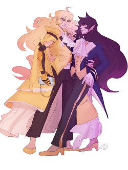 I LOVE @rwbyjungie piece With the Bees in suits (here) ESPECIALLY the Beast inspire suit Blake is wearing so I thought, why not a Belle inspired one for Yang? And so I busted this one out real quick because I was possessed