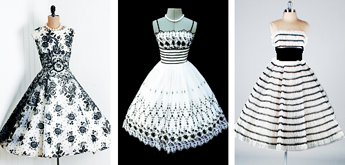 vintagegal:  1950s Prom and Party Dresses: Black and White  Ridiculously awesome