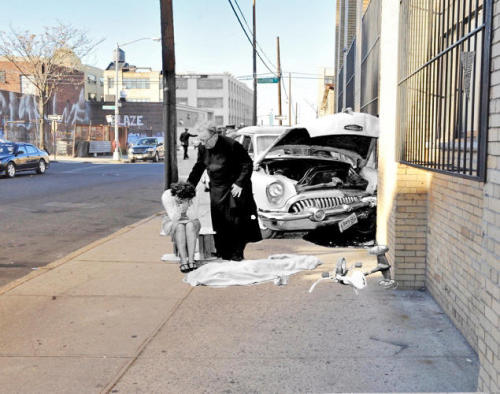 fastcompany:  New York Daily News’ Marc A. Hermann matched old newspaper photographs of crimes and accidents with present-day locations to create riveting photo mashups of NYC’s past and present.  