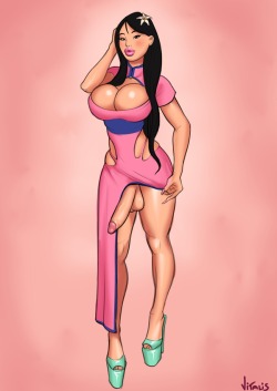 vitalisart: Bimbo Mulan, dickgirl edition Polynesian princess