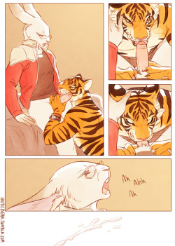 sugarpaws:  15. Sweet and passionate Pretty happy with all these tiger faces :3c And I love drawing the messy panels. I have enjoyed drawing Kotetsu and Barnaby furs so much.