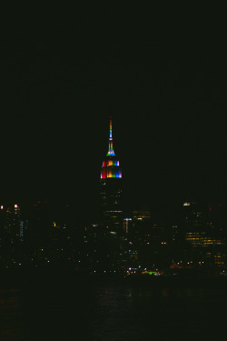 now-youre-cool:  Empire State Building lit in rainbow for pride week  I love it.