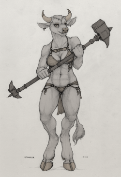 Alessa the minotaur. Don&rsquo;t mess with her or her dragon brood unless you like having your skulls turned into jelly ;P Character is Bahumot&rsquo;s, and she&rsquo;s great!