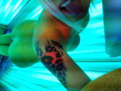 Greatestassesever:  Tanning Bed Tattooed Blonde Booty