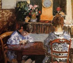 impressionism-art-blog:  The Lesson, 1874, Alfred SisleySize: 41.3x47 cmMedium: oil on canvas