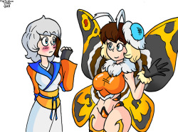 My human version of Mothra meeting @witchking00‘s human version of Mothra. 