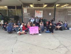 73r:  rrosequartz:  destructive-creature:  &ldquo;At Rio Americano High School in Sacramento CA, a student named Dejza, was violently assaulted by a vice principal, Matt Collier, for attempting to take back a piece of art with a political message that
