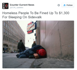 freshfromthedirt: doomy:  halfhardtorock:  nevaehtyler:  chocolatesprinklesroyale:  destinyrush: Guess they just gonna throw them in jail, because they don’t grant homeless people a chance at starting afresh It’s illegal to be homeless, and impossible