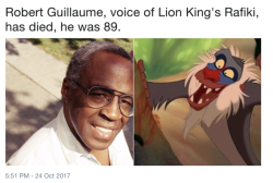 throwbackblr:  Robert Guillaume, the voice of Rafiki in The Lion King and Dr. Eli Vance in Half-Life, has died at age 89. 
