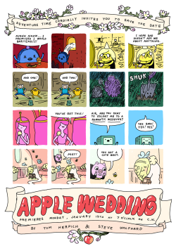 Apple Wedding promo by storyboard artist Steve Wolfhard from Steve: APPLE WEDDING premieres this Monday, January 13th at 7 o’clock! It’s been a long time since Tom and me have had an episode on the air. I’m really proud of me and Tom’s work