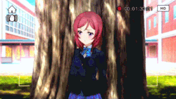 nishikino-maki:  &ldquo;Here, for you. Just hurry up and take it already! I-It’s not like you’re the only one I gave it to, so don’t get the wrong idea!&rdquo; (episode 8)