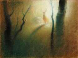 talesfromweirdland:‪Concept paintings for Disney’s BAMBI (1942), by Chinese/American artist, Tyrus Wong.‬