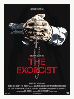 xombiedirge:  The Exorcist by New Flesh / Tumblr / Store 18” X 24” 8 color screen print with a metallic layer. S/N regular edition of 50 and an incredible variant edition of 25 on deckled edged, logo embossed, watercolor paper signed by director