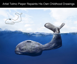 tastefullyoffensive:  Artist Telmo Pieper Repaints His Own Childhood DrawingsPreviously: Everyday Objects Turned Into Creative Illustrations  This gives me hope.
