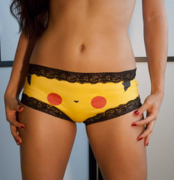 wickedclothes:  Pokemon Boyshorts Become Pikachu, Charmander, Squirtle, or Bulbasaur with these boyshorts. The backside of these undergarments feature each Pokemon’s tail, while the frontside features the front features of each Pokemon. Sold on Etsy.