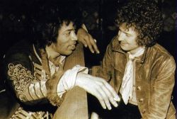 theswinginsixties:  Jimi Hendrix and Eric Clapton