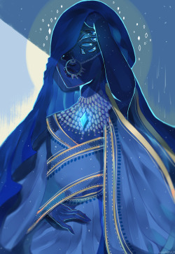 rosheruuu:   i combined my idea of asian queen and @rathernoon‘s idea of the eyes for my blue diamond ;v; here’s a speedpaint  
