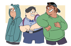 classykatelyn:  yihagathe:  classykatelyn:  i kinda felt like doing a screencap redraw but with some human versions of the bears i have a different idea for what their “normal day” outfits would be as humans but these outfits are super cute too  yes