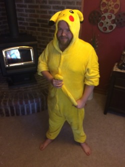 kabutocub:  txgaymercub:  I forgot to post a pic of my pikachu onesie I got for Christmas. And since this is a Tuesday, I figured I would add a tummy Tuesday pic as well.   UNFFF so cute