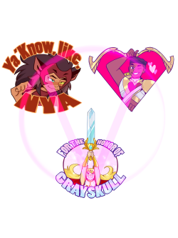 Some She-ra sticker ideas I was thinking about doing for the Ontario Comic Con in may! (please excuse the watermark I’m not quite done with all of em yet!Gonna have a Glimmer sticker and another one for Adora! but it is like 4 am so I must sleep lol