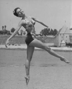 Garters-And-Guns:  Cyd Charisse Dancing In A Bikini On Santa Monica Beach C. 1945