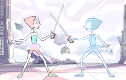 She played it cool but I bet Pearl was ecstatic that Steven was interested in learning swordplay. Look how happy she is trying to teach him the basics