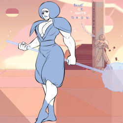 The saga continues &lt;”DThat’s my interpretation of her btw, and once again, blue or white? ;PAlso forgive me that cleavage but it’s exactly how it looks for me lol AND shoulder pads&hellip;yasss(P.S. I did NOT do the background)