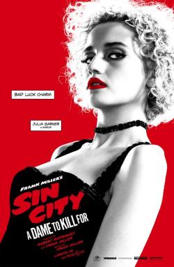 sincitymovie:  Johnny’s lucky charm, Marcie, is played by Julia Garner. Is she the key to helping him take down Senator Roark? Find out in Frank Miller’s #SinCity: A Dame To Kill For, in theaters August 22nd.