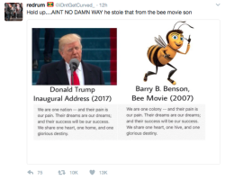 i-say-spooky-you-say-scary: #somebody please confirm this I’m begging you I’M GOING TO PEE  “Donald Trump Did Not Quote “Bee Movie” In His Inaugural Address”a title I never thought I’d read