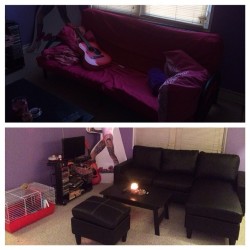 My couch got a lil upgrade $😍 #couch #black #jeffreestar #richgirl #marthastweart