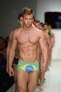 turingboys:  Gorgeous Hungarian model Attila Toth on the catwalk at Miami Swim Fashion Week 2015    
