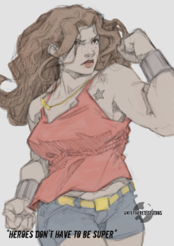 untetheredstudios:  Doodle before bedtime. I love how it turned out.Her name is Diana.She is human.No super powers, just super determined to be in a position to stand up for what is right.  