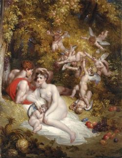 aphroditepandemos:    Richard Westall (English, 1765-1836). The Myth of Vertumnus and Pomona     The tale of Vertumnus and Pomona has been called the only purely Latin tale in Ovid’s Metamorphoses.