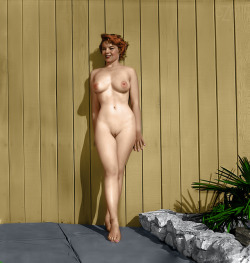 oldiznew:  Laurene Dulac nude in the backyard, photography by Edmund Leja.