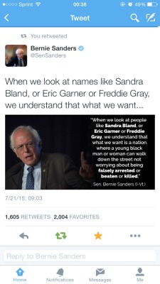 cyberstripper:  aprettyokaydude:  bernie-sanders2016:  reverseracism:  africanrelic:  crazyykenziee:  SHOUT OUT TO 2016 PRESIDENTIAL CANDIDATE BERNIE SANDERS FOR USING HIS POSITION OF POWER TO SPEAK ABOUT THIS ISSUE AND NOT STAYING SILENT LIKE SO MANY