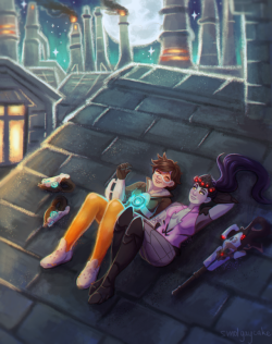 smolgaycake:Widowtracer chilling on the roofs of King’s Row